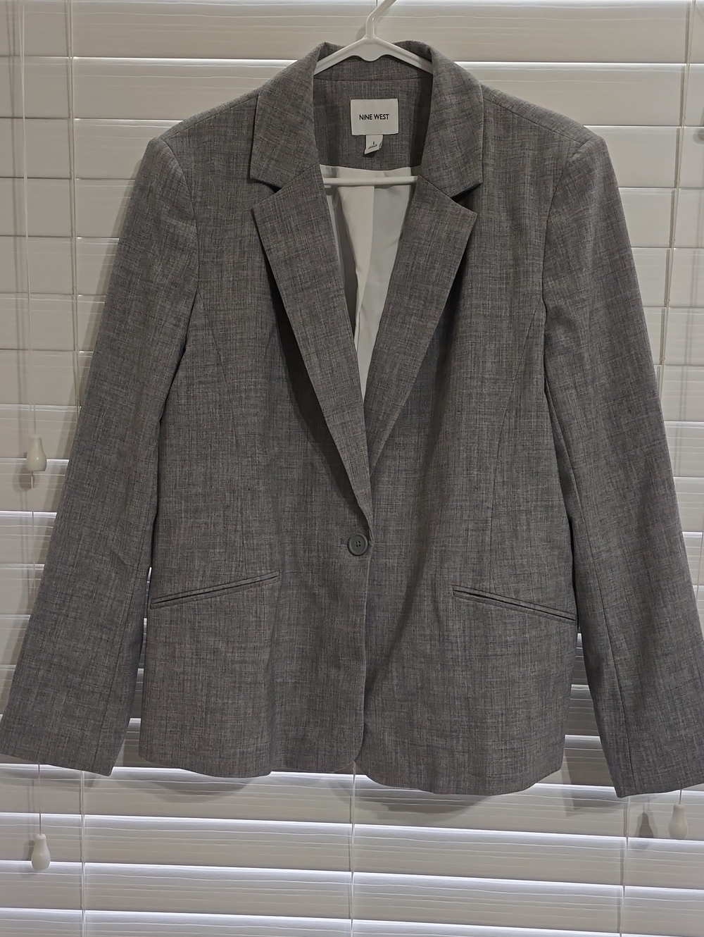Nine West Heather Gray Single-Button Women's Blazer